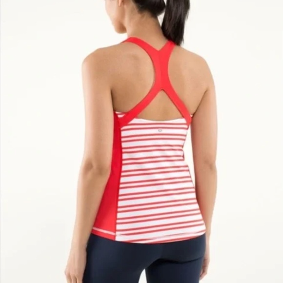 LULULEMON Fast Track Tank Twin Stripe Love Red (Estimated Size 6) - Picture 2 of 9